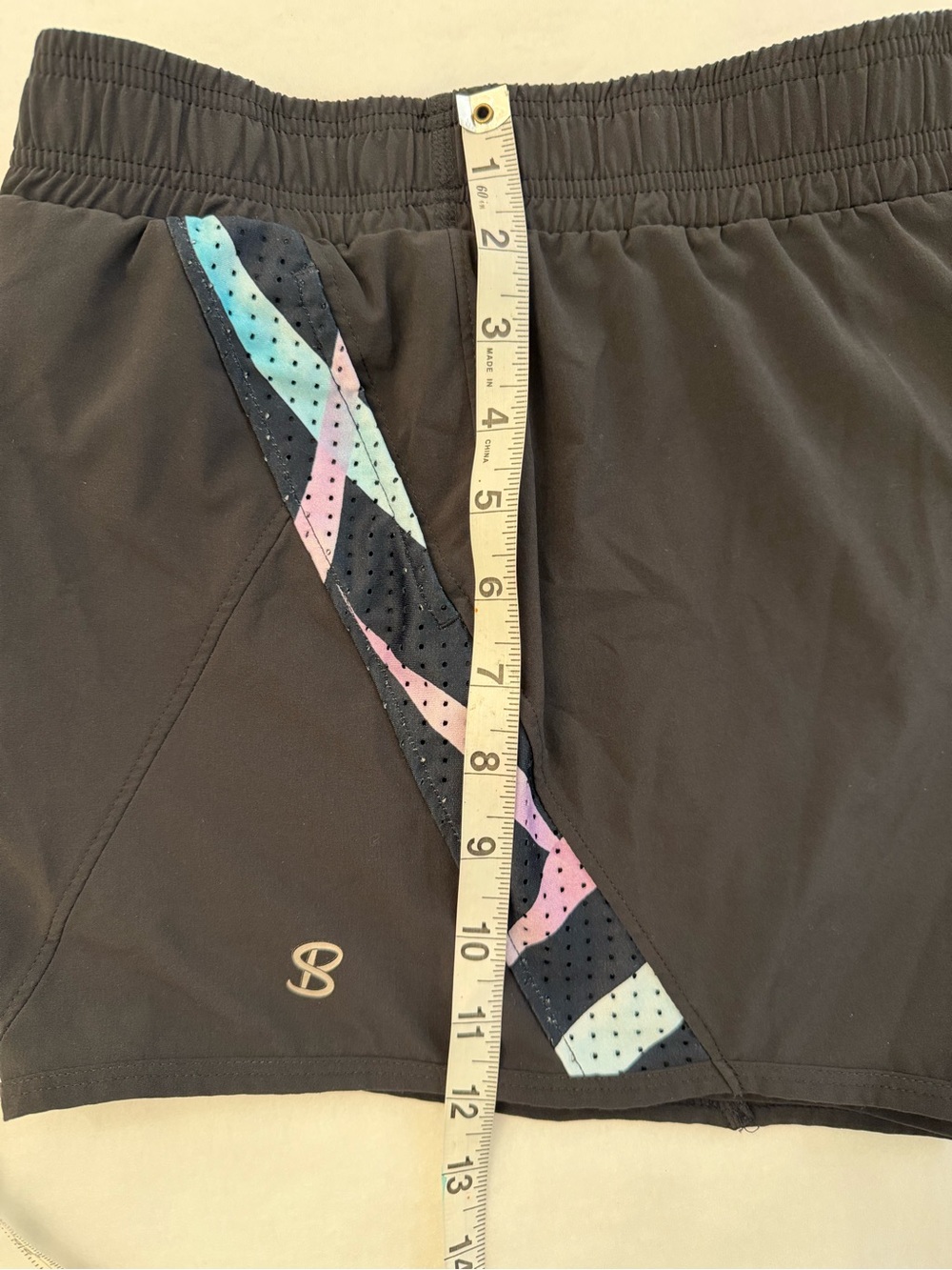 Sofibella Black Women's Active Tennis Shorts side Panel accents in Pastel color - Picture 4 of 7